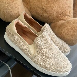 UGG Ricci Shoes Womens 8.5 Beige Dusk Plush Slip On Loafers Furry Shaggy Comfort